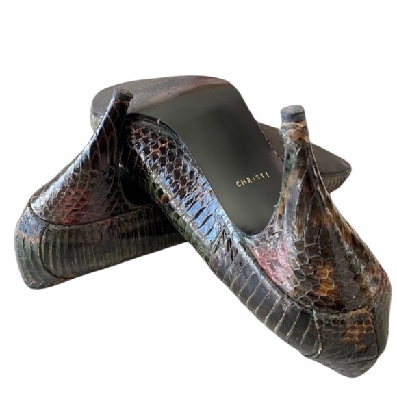 Jennifer Moore Snake Skin Heels Size 9 Medium - Picture 3 of 4